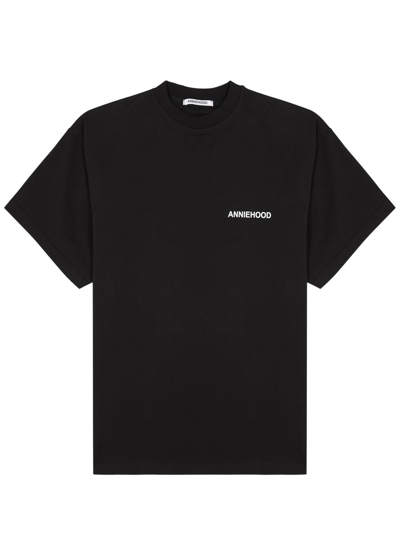 Shop Annie Hood Logo-print Cotton T-shirt In Black