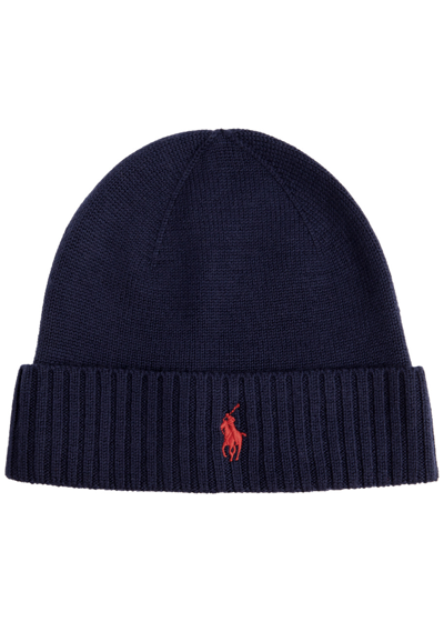 Polo Ralph Lauren Mens Hunter Navy Logo-embroidered Wool Hat In Brown