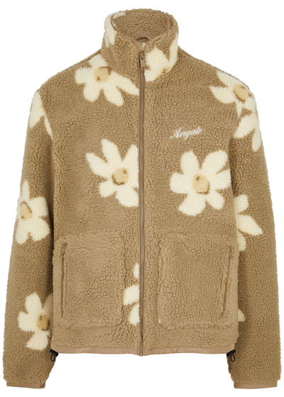 Shop Axel Arigato Billie Floral-print Fleece Jacket In Camel