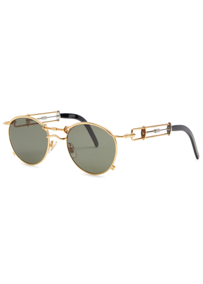 Shop Jean Paul Gaultier Pas De Vis Round-frame Sunglasses In Gold