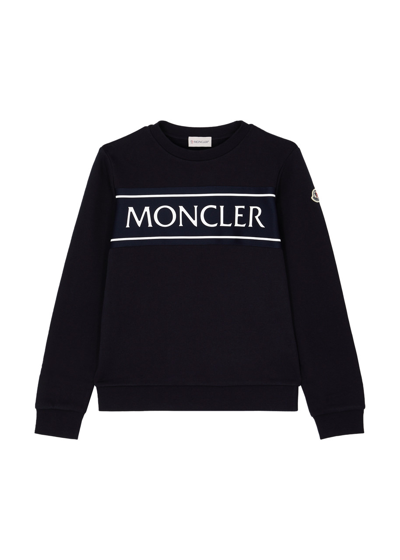 Shop Moncler Kids Logo-print Cotton Sweatshirt (12-14 Years) In Black
