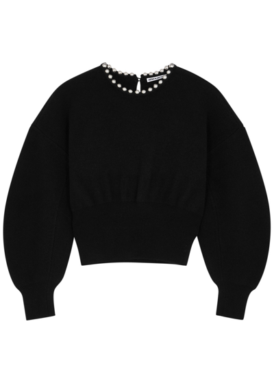 Shop Alexander Wang Bead-embellished Wool-blend Jumper In Black