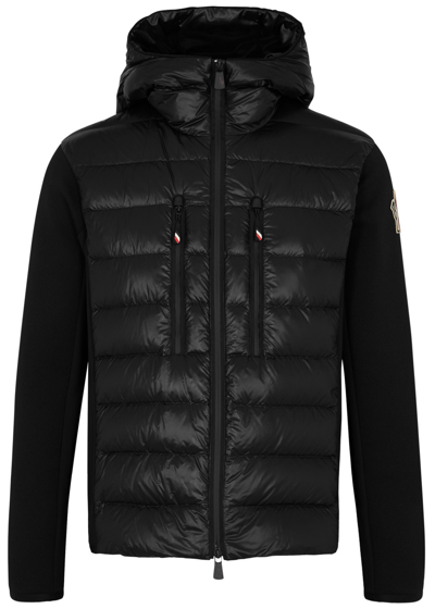 Shop Moncler Après-ski Knitted And Quilted Shell Jacket In Black