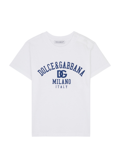 Shop Dolce & Gabbana Kids Logo-print Cotton T-shirt In White Other
