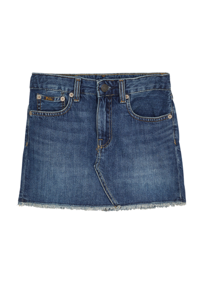 Shop Polo Ralph Lauren Kids Denim Mini Skirt (7-8 Years) In Blue