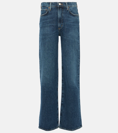 Shop Agolde Harper Mid-rise Straight Jeans In Blue