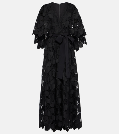 Shop Elie Saab V-neck Midi Dress In Black