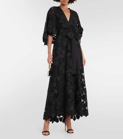 Shop Elie Saab V-neck Midi Dress In Black