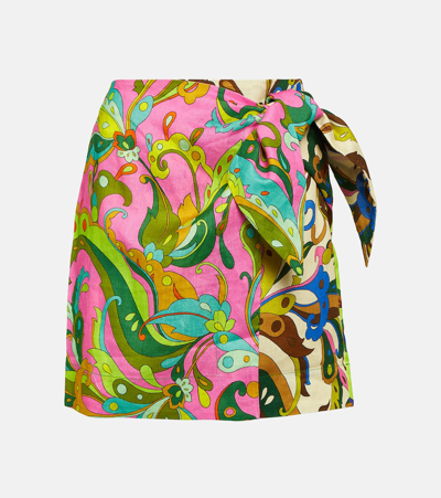 Shop Alemais Alémais Yvette Printed Linen Wrap Skirt In Multicoloured