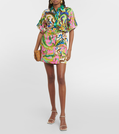 Shop Alemais Yvette Printed Linen Wrap Skirt In Multicoloured