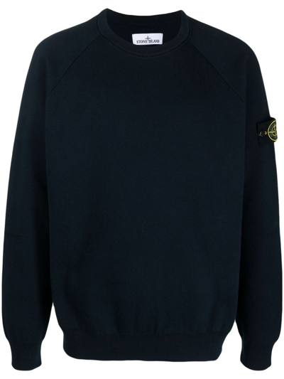 Shop Stone Island Compass-motif Cotton-blend Sweatshirt In Blue