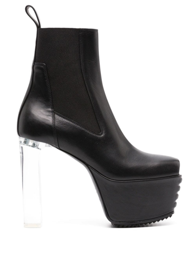 Shop Rick Owens 160mm Open-toe Leather Heeled Boot In Nero