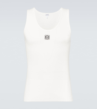 Shop Loewe Anagram Cotton-blend Tank Top In White