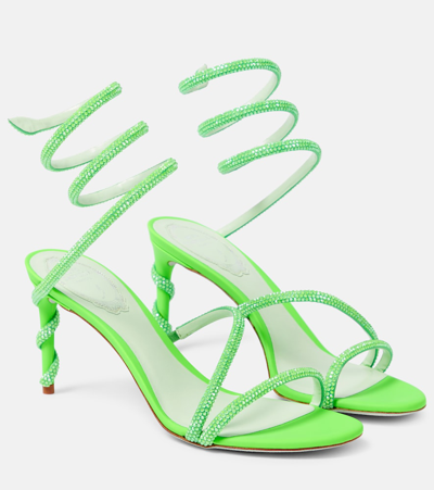 Shop René Caovilla Margot Embellished Satin Sandals In Green