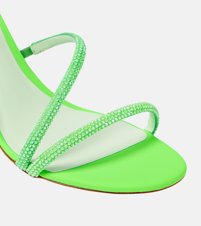 Shop René Caovilla Margot Embellished Satin Sandals In Green