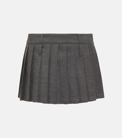 The Frankie Shop Blake Pleated Wool Blend Mini Skirt In Grey