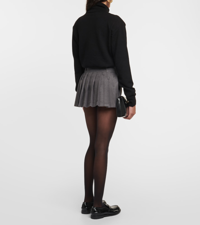 The Frankie Shop Blake Pleated Wool Blend Mini Skirt In Grey