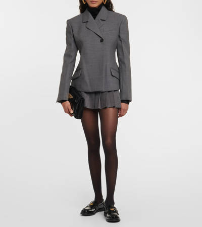 The Frankie Shop Blake Pleated Wool Blend Mini Skirt In Grey