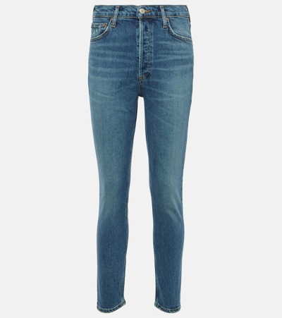 Shop Agolde Nico High-rise Skinny Jeans In Blue