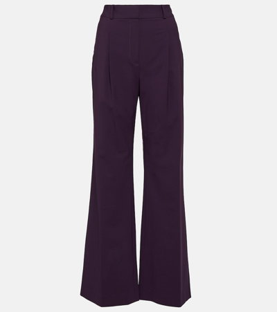 Shop Veronica Beard Ollie Wool-blend Wide-leg Pants In Purple