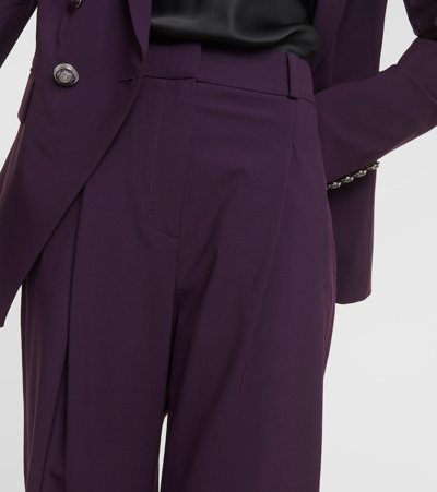 Shop Veronica Beard Ollie Wool-blend Wide-leg Pants In Purple