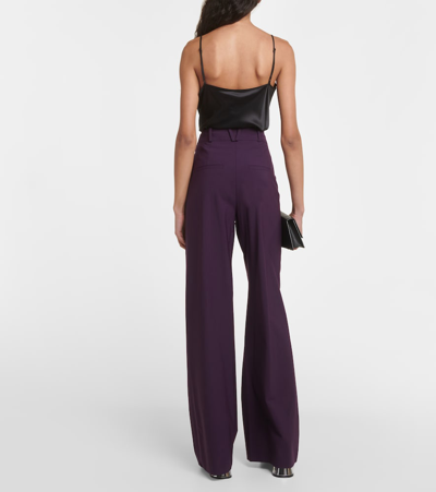 Shop Veronica Beard Ollie Wool-blend Wide-leg Pants In Purple