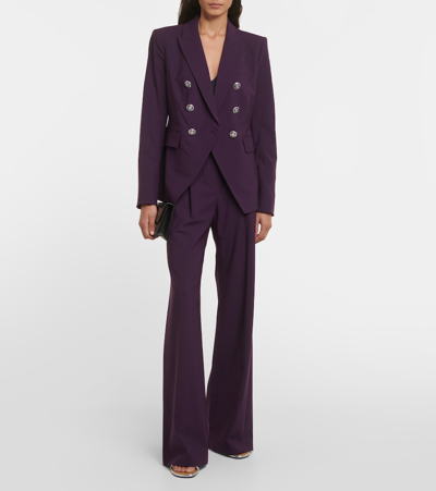 Shop Veronica Beard Ollie Wool-blend Wide-leg Pants In Purple