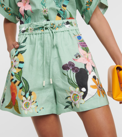 Shop Alemais Meagan Printed Linen Shorts In Multicoloured