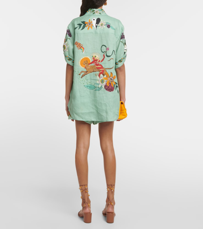 Shop Alemais Meagan Printed Linen Shirt In Multicoloured