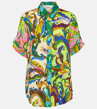 Shop Alemais Yvette Printed Linen Shirt In Multicoloured