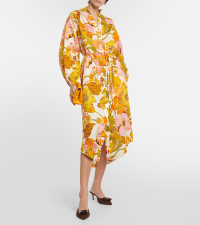 Shop Alemais Alémais Silas Printed Linen Shirt Dress In Multicoloured