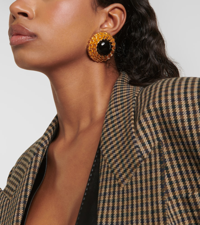 Shop Saint Laurent Embellished Clip-on Earrings In Multicoloured