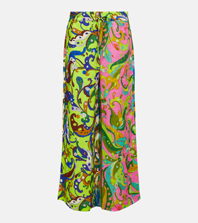 Shop Alemais Alémais Yvette High-rise Wide-leg Linen Pants In Multicoloured