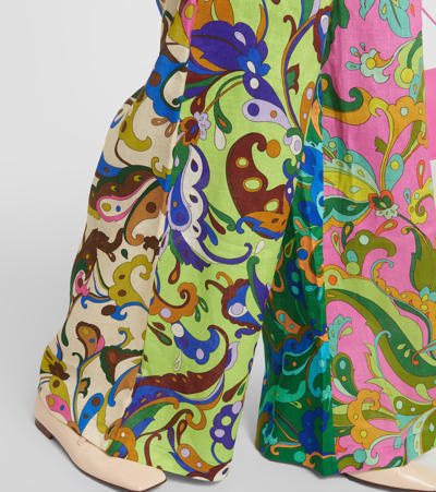 Shop Alemais Yvette High-rise Wide-leg Linen Pants In Multicoloured