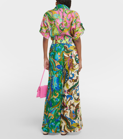 Shop Alemais Alémais Yvette High-rise Wide-leg Linen Pants In Multicoloured