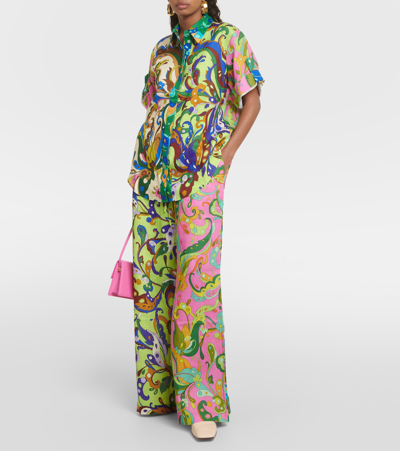 Shop Alemais Yvette High-rise Wide-leg Linen Pants In Multicoloured