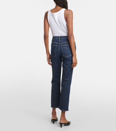 Shop Agolde Kye Mid-rise Cropped Straight Jeans In Blue