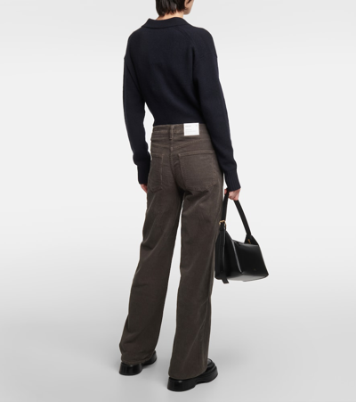 Agolde Harper Mid-rise Corduroy Straight Jeans In Grey