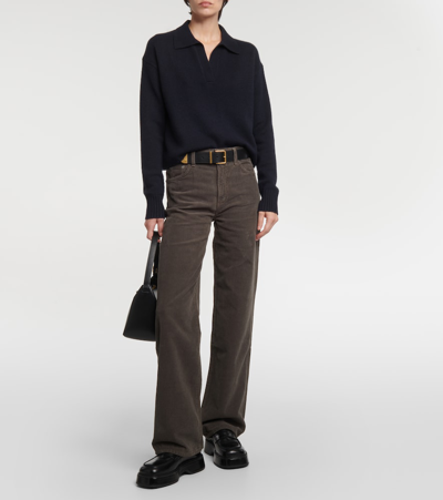 Agolde Harper Mid-rise Corduroy Straight Jeans In Grey