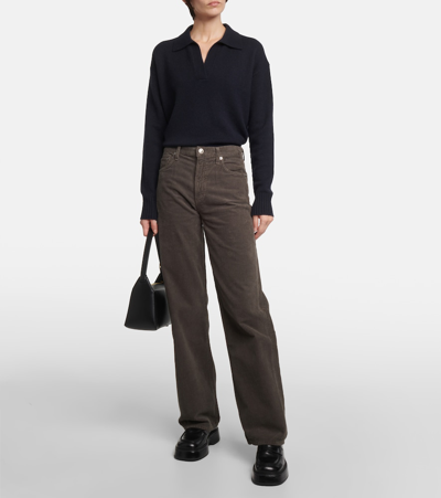 Agolde Harper Mid-rise Corduroy Straight Jeans In Grey
