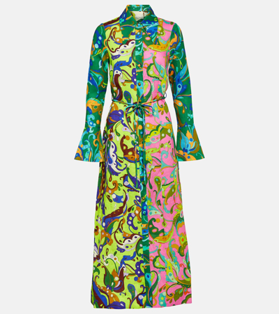 Shop Alemais Alémais Yvette Printed Linen Shirt Dress In Multicoloured
