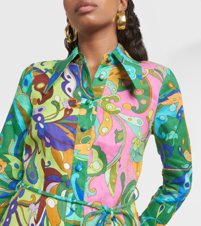 Shop Alemais Yvette Printed Linen Shirt Dress In Multicoloured