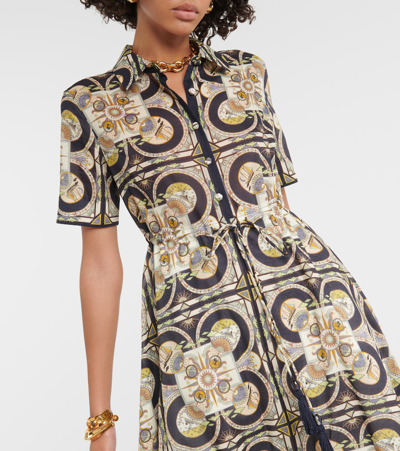 Shop Tory Burch Printed Cotton Shirt Midi Dress In Multicoloured