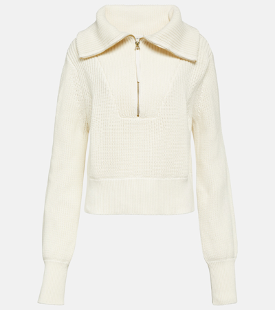 Shop Varley Mentone Cotton Half-zip Sweater In White