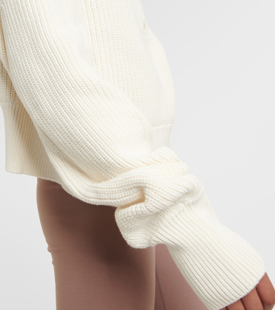 Shop Varley Mentone Cotton Half-zip Sweater In White