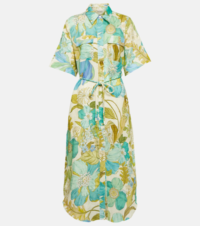Shop Alemais Janis Floral Linen Shirt Dress In Multicoloured
