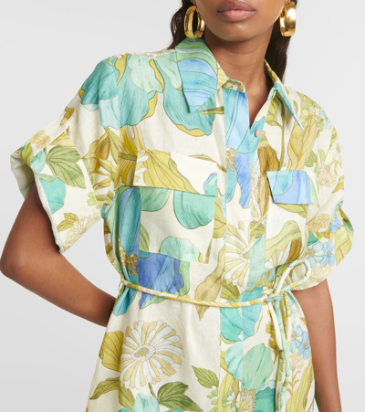 Shop Alemais Alémais Janis Floral Linen Shirt Dress In Multicoloured