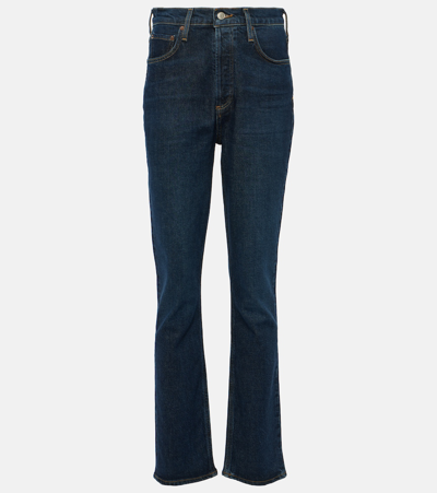 Shop Agolde Freya High-rise Slim Jeans In Blue