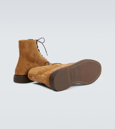 Shop Brunello Cucinelli Suede Ankle Boots In Brown