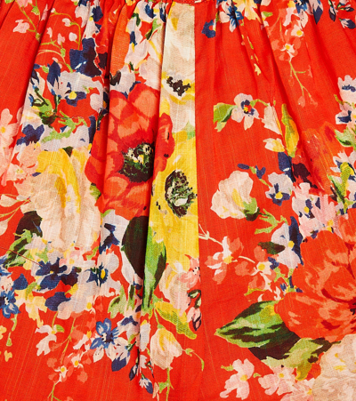 Zimmermann Alight Floral Cotton Shorts In Red